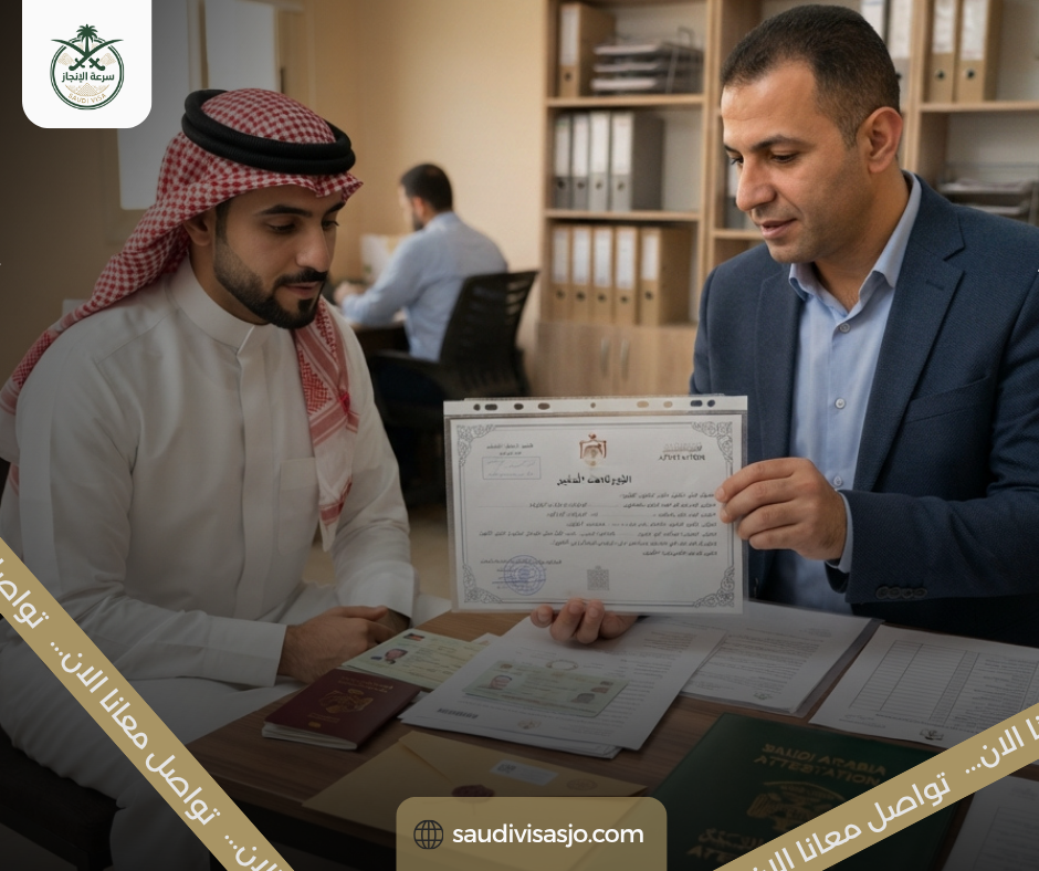تصديق شهادة الامتياز للسعودية من الأردن